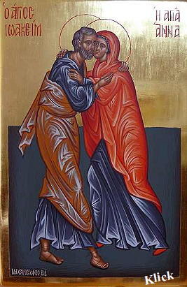 Heiliger Joachim und Anna in inniger Umarmung